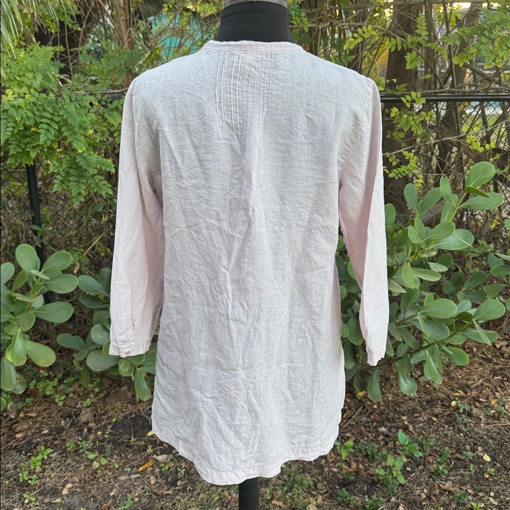 EILEEN FISHER Handkerchief Linen Pintuck Long Shaped Shirt Top, size Large - Picture 4 of 7